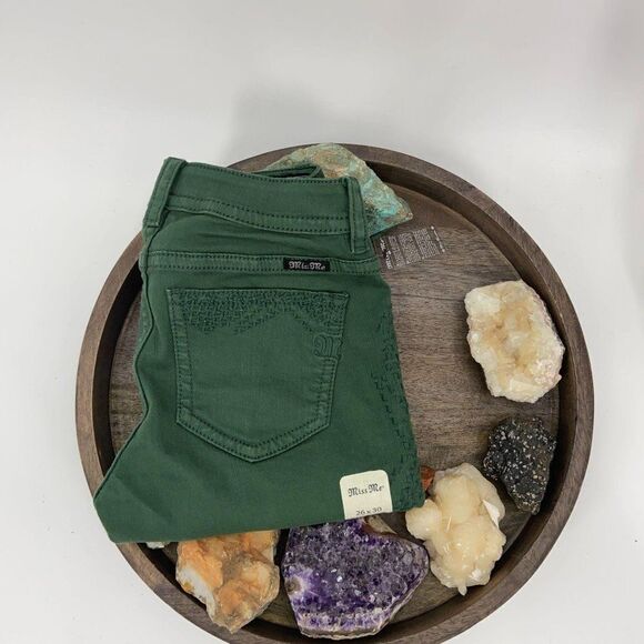 $100 Hunter Green Skinny Jeans Miss Me NWT - Picture 9 of 11